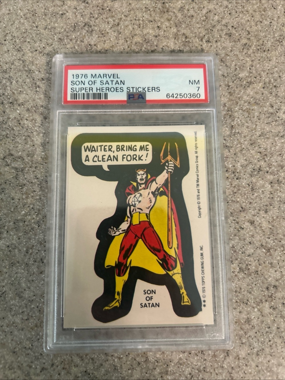 1976 SUPER HEROES STICKERS SON OF SATAN PSA 7
